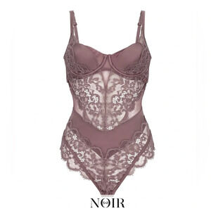 Noir | Genevieve Bodysuit Ephemera Lace Thong Padded Womens size 36D Hunkemoller